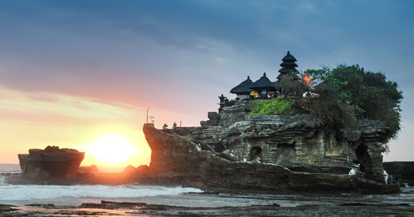 Sunset at the Tanah Lot Temple Tabanan Bali