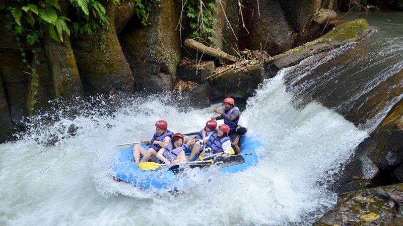 A landscape view of the Melangit River during white water rafting.