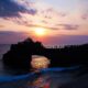 Silhouette of Tanah Lot Temple against the sunset in Bali, Indonesia