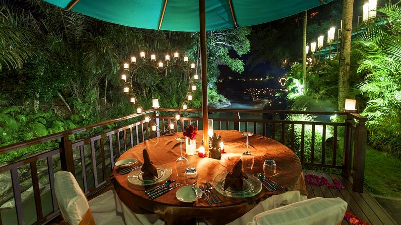 Candle Light Dinner on the banks of the Ayung River in Ubud