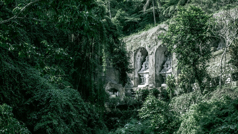 The Gunung Kawi Sebatu Temple shrouded in lush forest greenery