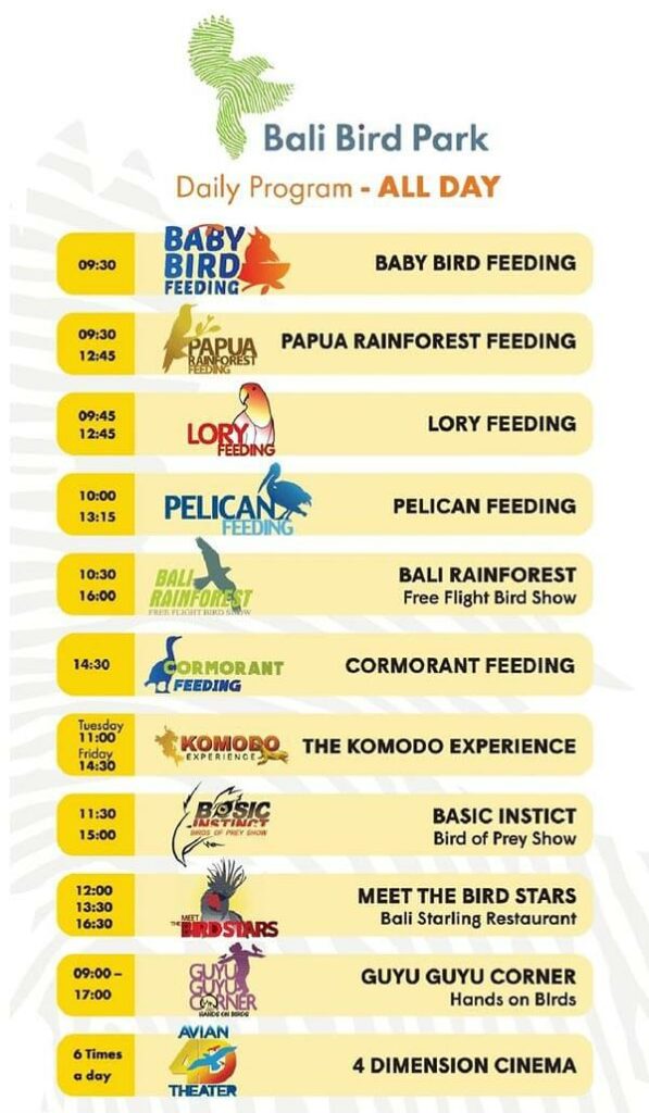 Bali Bird Park Events Schedule