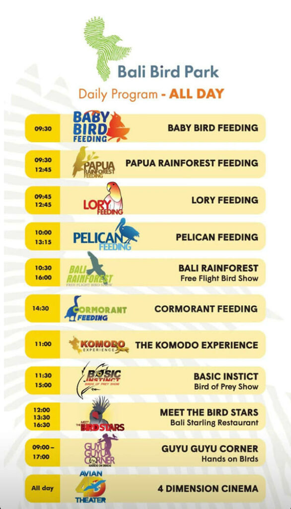Bali Bird Park Events Schedule
