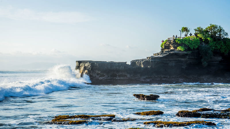 Panoramic view of Tanah Lot Temple and surroundings