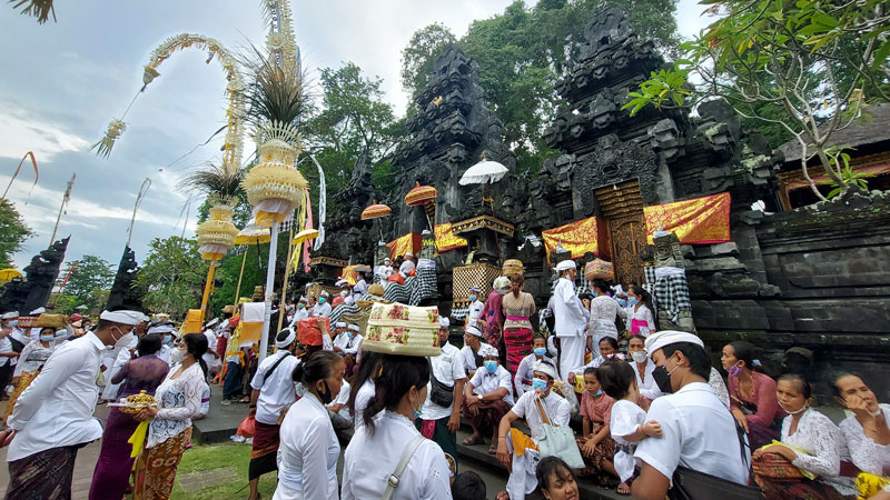 Goa Lawah Traditional Balinese temple entrance in East Bali Klungkung