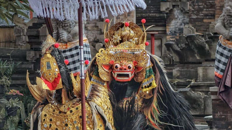 Close-up of a Barong mask used in traditional Balinese dance