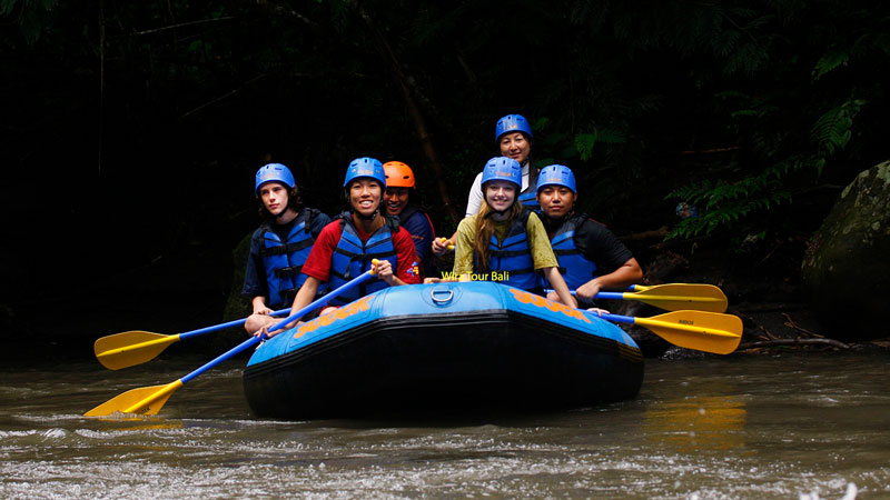 Morning rafting session in Bali with calm waters.