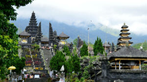 Aerial view of Besakih Temple on Mount Agung's slopes