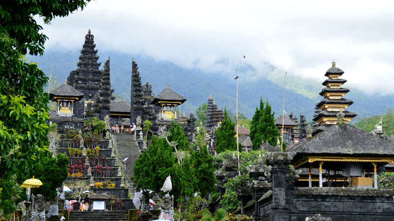 Aerial view of Besakih Temple on Mount Agung's slopes