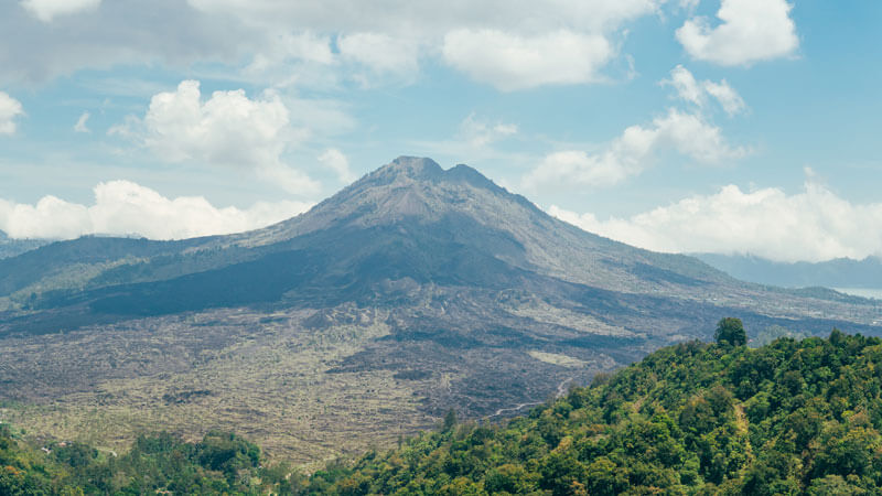 Mount Batur view during Kintamani to Ubud cycling tour