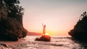 sunset view on Bali beach