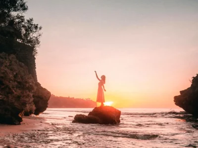 sunset view on Bali beach
