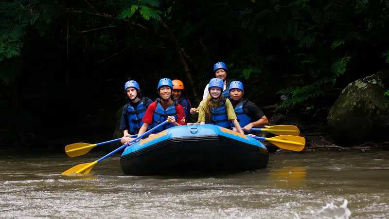 Morning rafting on Ayung River with soft sunlight and fewer crowds