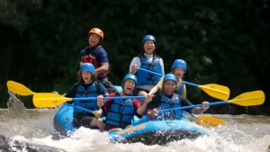 Smiling guests on Sobek Rafting Ayung River in Bali