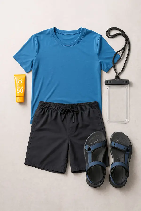 What to wear for Bali rafting for beginners: quick-dry clothes, water shoes, sunscreen