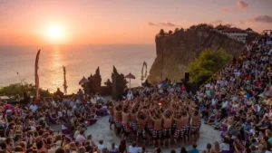 Uluwatu Kecak Dance at 18:00 near sunset on the cliff amphitheater