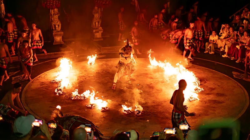 Hanoman in the fire finale at Uluwatu Kecak
