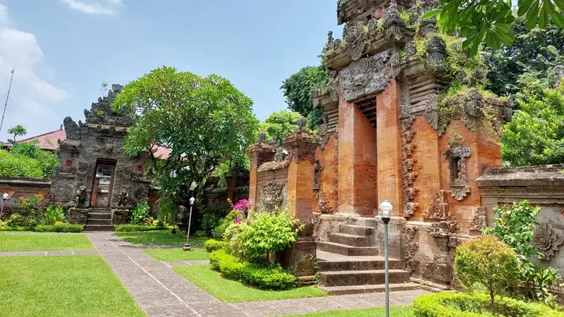 Traditional Balinese gate and garden courtyard at Bali Museum Denpasar