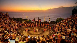 Uluwatu Kecak tickets, sunset amphitheater with full crowd