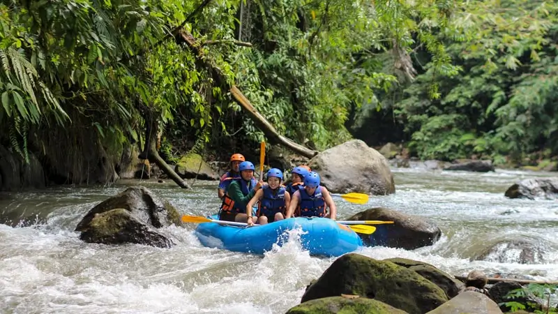 Rafting on the Ayung River in Ubud through a scenic, manageable stretch