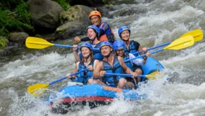 Group white water rafting in Bali