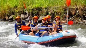 Guests enjoying Avataar Rafting Telaga Waja with safety gear