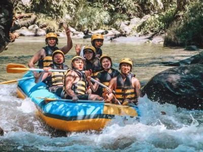 Guests rafting on the Ayung River at Graha Adventure Rafting Ubud