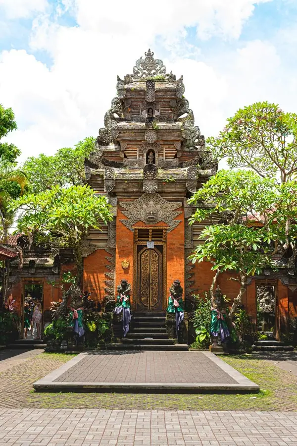 Ornate gate and courtyard at Ubud Palace