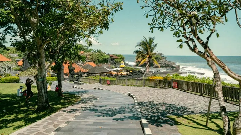 Tanah Lot visitor path for walking comfort comparison with Uluwatu
