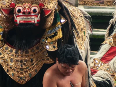 Traditional Barong character during a Balinese dance performance